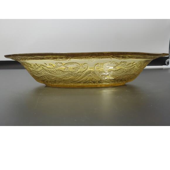 FEDERAL MADRID AMBER YELLOW DEPRESSION GLASS 1932 - 1939, 10" Oval Serving Bowl - Picture 2 of 6